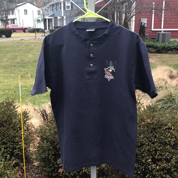 Harley Davidson Bahamas, Navy Blue , Men's Size Medium, Short Sleeve Henley Tee - Picture 2 of 6